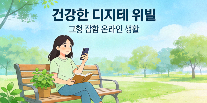 건강한 디지털 웰빙과 균형 잡힌 온라인 생활을 표현한 이미지