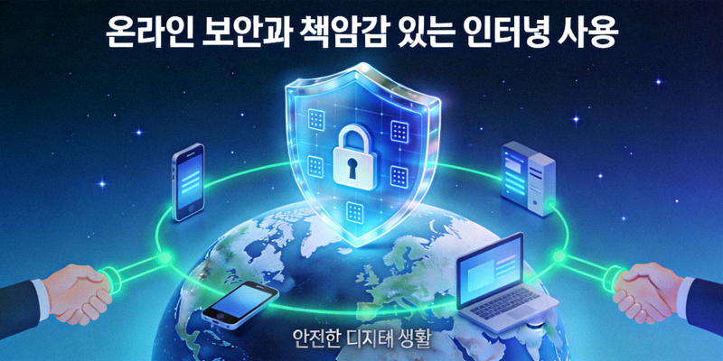 온라인 보안과 책임감 있는 인터넷 사용을 상징하는 이미지