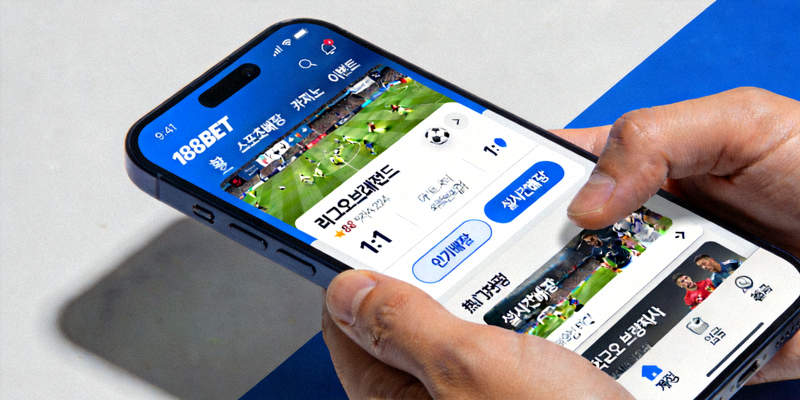 스마트폰에 설치된 188BET 모바일 앱 인터페이스 예시